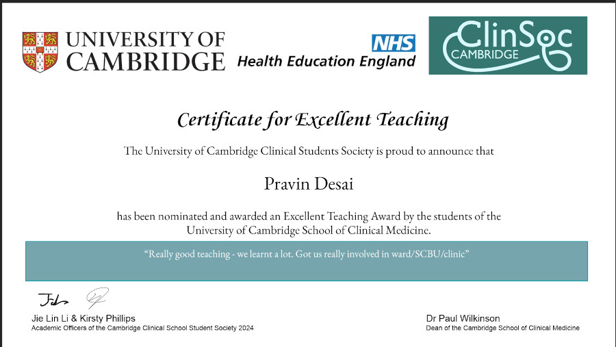 Cambridge Excellent Teaching Award