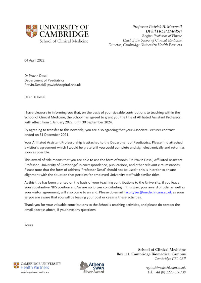 Cambridge Affiliated Assistant Professor