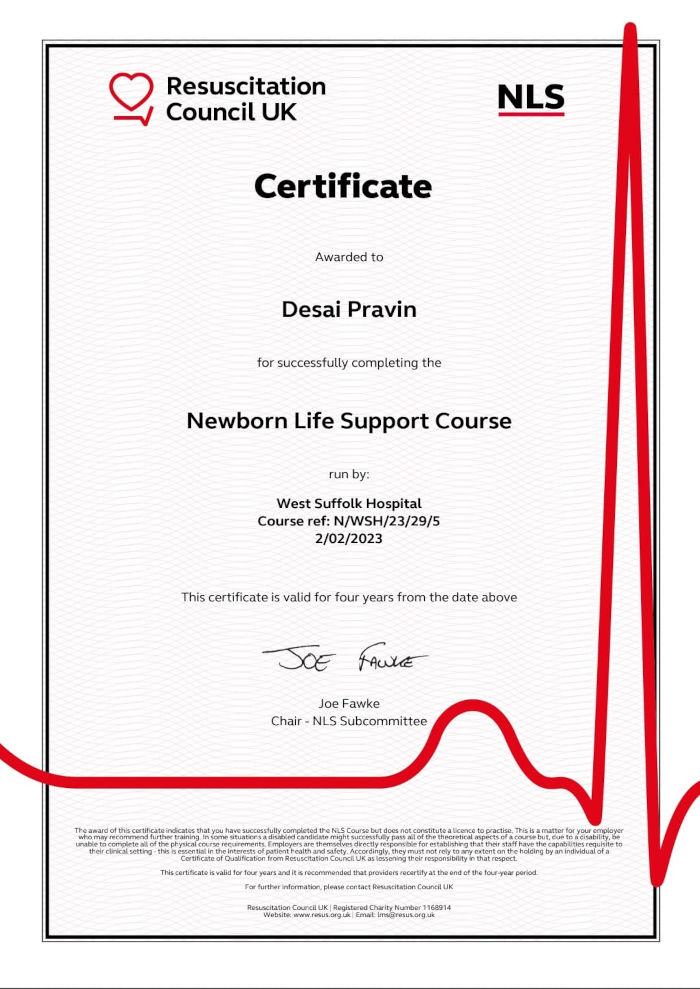 Newborn Course Certificate